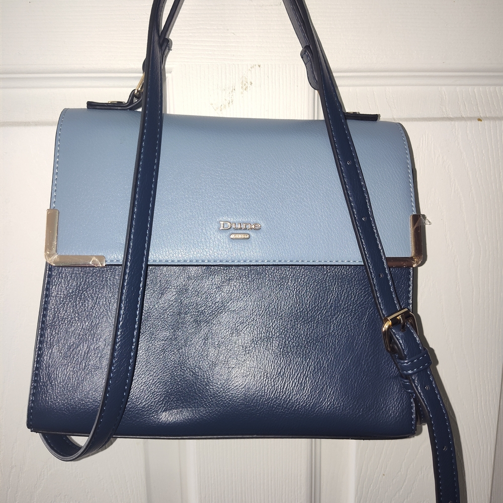Dune London Blue, Ivory Leather Crossbody Bag With Gold Hardware